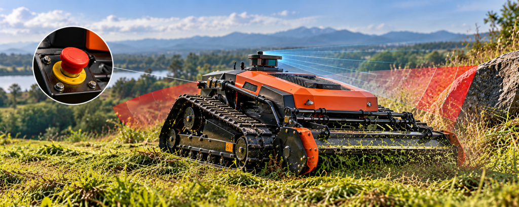 Safety remote controlled mower safety visualization